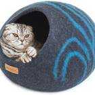 MEOWFIA Premium Handmade Felt Cave Cat Bed